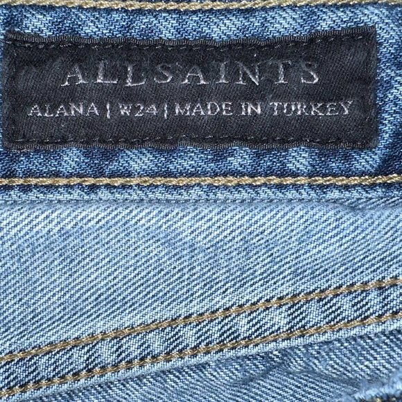 Women's AllSaints Alana Boy Jeans‎ Medium Wash Distressed Size 24 - Picture 3 of 6